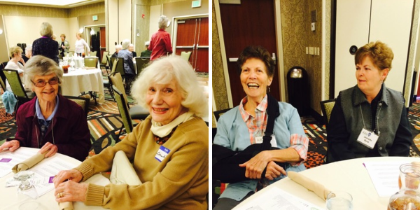 AAUW 2015-02 Luncheon: Marilyn Wenzel, Guest, Vicky Picket, Unknown